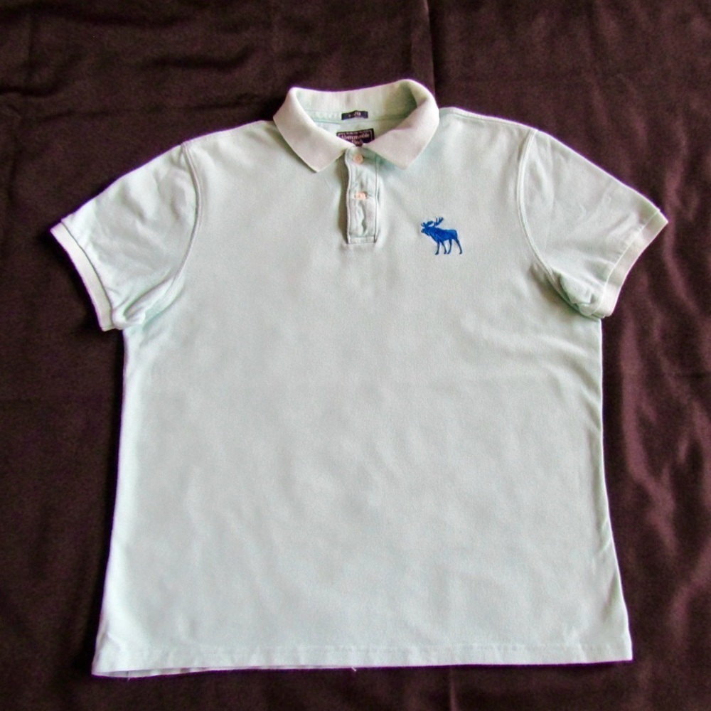 Abercrombie & Fitch Mens Muscle Polo Light Blue Shirt Short Sleeves Size XL